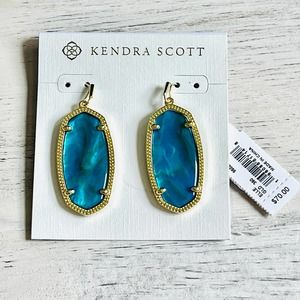 Elle Gold Drop Earring in Teal Abalone
